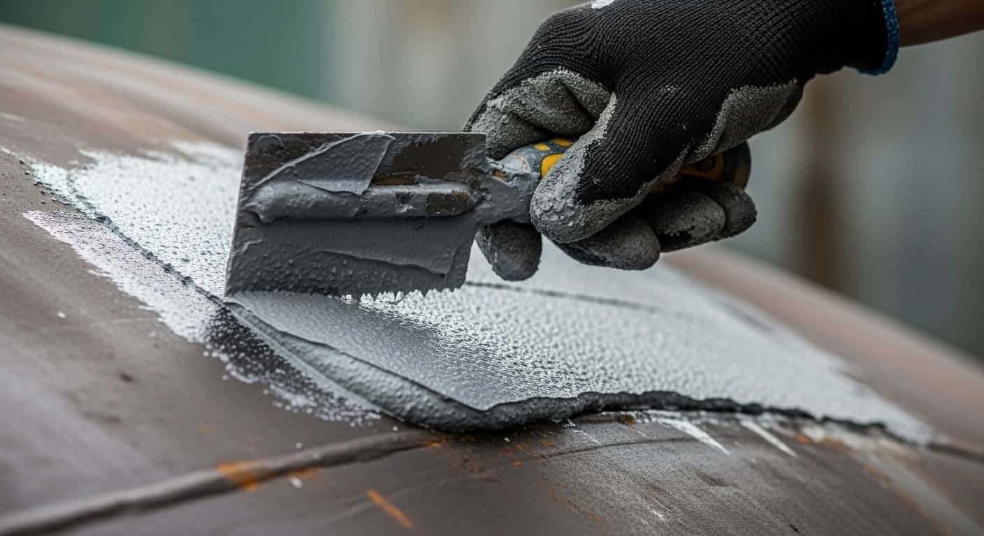 Процесс нанесения антикоррозионного покрытия на металлическую стенку резервуара.